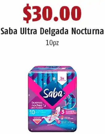 Saba Ultra Delgada Nocturna 10pz