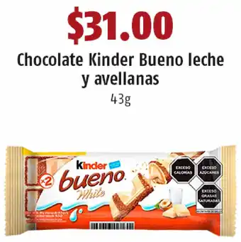 OXXO Chocolate Kinder Bueno Leche y Avellanas 43g oferta