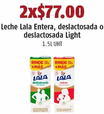 OXXO Leche Lala Entera, Deslactosada o Deslactosada Light 2x1,5L UHT oferta