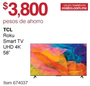 Costco TCL Roku Smart TV UHD 4K 58" oferta