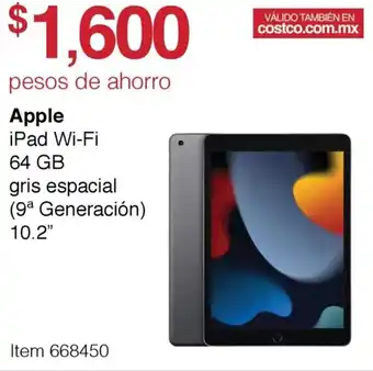 Costco Apple iPad Wi-Fi 64GB Gris Espacial 9ª Generación 10,2" oferta