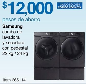 Costco Samsung Combo de Lavadora y Secadora con Pedestal 22kg/24kg oferta