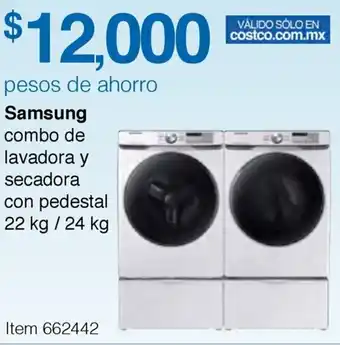 Costco Samsung Combo de Lavadora y Secadora con Pedestal 22kg/24kg oferta