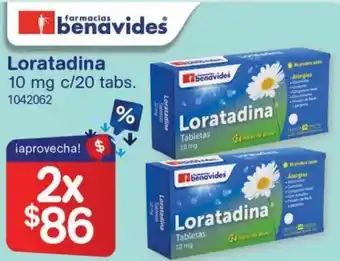 Farmacias Benavides Loratadina 10mg c/20 Tabs oferta