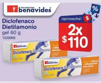 Farmacias Benavides Diclofenaco Dietilamonio Gel 2x60g oferta