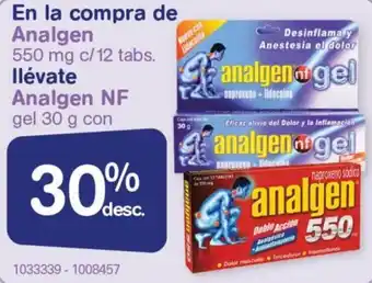 Farmacias Benavides En La Compra de Analgen 550mg c/12 Tabs./ Llévate Analgen NF gel 30g con oferta