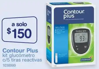 Farmacias Benavides Contour Plus Kit Glucómetro 1c/5 Tiras Reactivas oferta