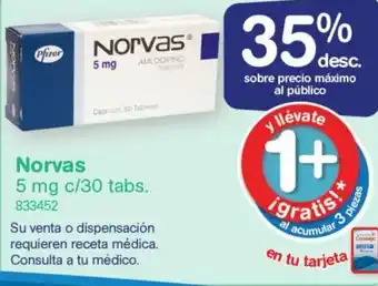 Farmacias Benavides Norvas 5mg c/30 Tabs oferta