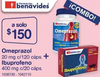 Farmacias Benavides Omeprazol 20mg c/120 Cáps + Ibuprofeno 400mg c/20 Cáps oferta