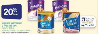 Farmacias Benavides Ensure Advance y PediaSure Polvos 400g oferta
