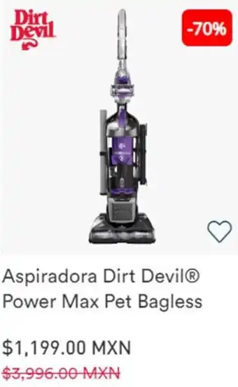 Aspirador Dirt Devil Power Max Pet Bagless