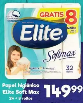 Papel Higiénico Elite Soft Max 24+8 Rollos