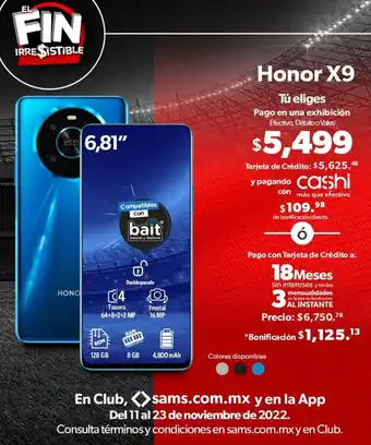 Sam's Club Honor X9 oferta