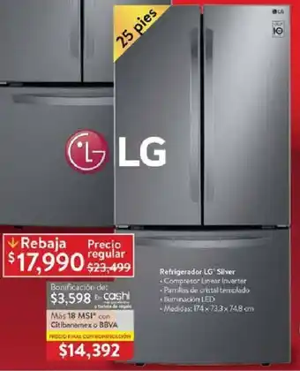 Walmart LG Refrigerador Silver 25 Pies oferta