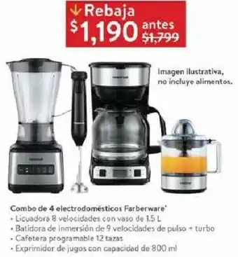 Walmart Farberware Combo de 4 Electrodomésticos 1,5L oferta