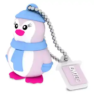 Memoria USB Emtec Lady Penguin M336 / 16 gb / Gris con rosa
