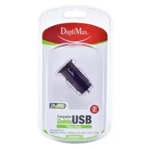 CARGADOR PARA AUTO DUPLIMAX DUP965 (NEGRO, 2 USB)