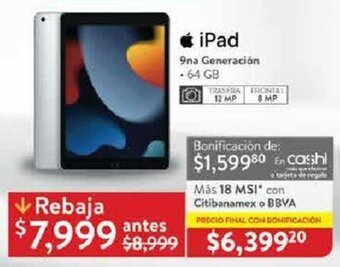 Walmart Ipad 9NA Generación 64GB oferta