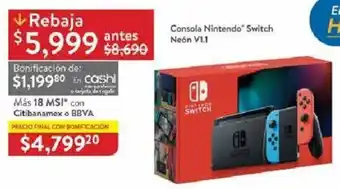 Walmart COnsola Nintendo Switch Neón V1,1 oferta