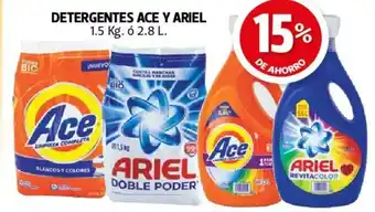 Farmacias Guadalajara Ace y Ariel Detergentes 1.5 kg o 2.8 L oferta