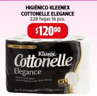 Farmacias Guadalajara Kleenex higienico Cottonelle Elegance 228 hojas 16 pzs oferta