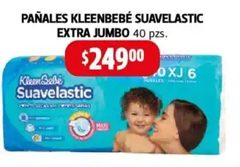 Farmacias Guadalajara Kleenbebe Pañales Suavelastic Extra Jumbo 40 pzs oferta