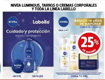 Farmacias Guadalajara Nivea Luminous, Tarros o cremas corporales y toda la linea labello oferta