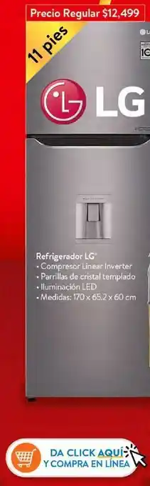 Walmart Refrigerador lg oferta