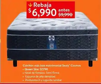 Walmart Colchón mas box matrimonial sealy cosmos oferta
