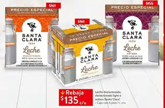 Walmart Leche deslactosada, deslactosada light o entera santa clara oferta