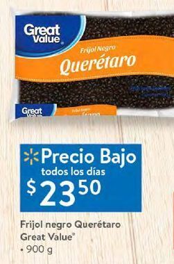 Walmart Frijol negro querétaro great value 900g oferta