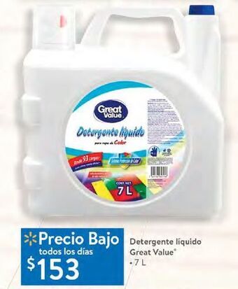 Walmart Detergente líquido great value 7l oferta