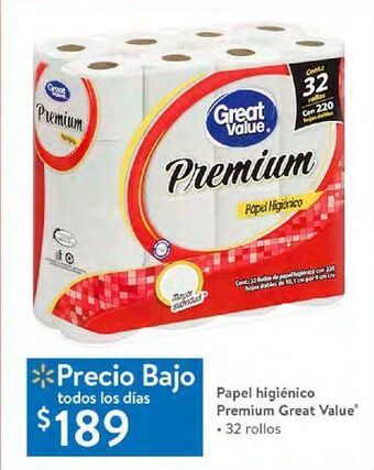 Papel higiénico premium great value
