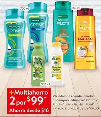 Walmart Acondicionador o shampoo palmolive optims, fructis x2 oferta