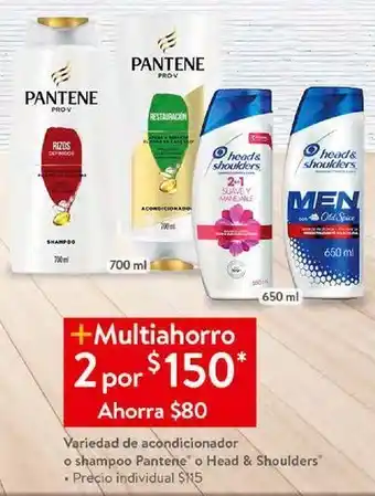 Walmart Acondicionador o shampoo pantene o head & shoulders x2 oferta