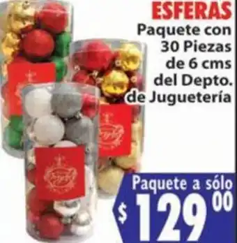 Casa Ley Esferas Paquete con 30 Piezas de 6 cms del Depto. de Juguetería oferta
