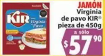 Casa Ley Jamón Virginia de Pavo KIR Pieza de 450g oferta
