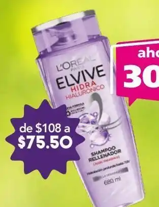 Farmacia San Pablo Elvive hidra hialurónico shampoo rellenador hidratación profunda 680 ml líquido envase oferta