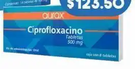 Ciprofloxacino 500.0 mg aurax 8 tabletas caja