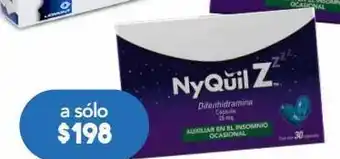 Farmacia San Pablo Nyquilz auxiliar en el insomnio 30 piezas cápsula caja clorhidrato de difenhidramina 25 mg oferta