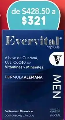 Farmacia San Pablo Evervital men 60 cápsulas caja guarana 100 mg oferta