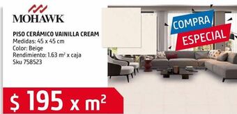 Piso cerámico vainilla cream 45x45 cm 1.63