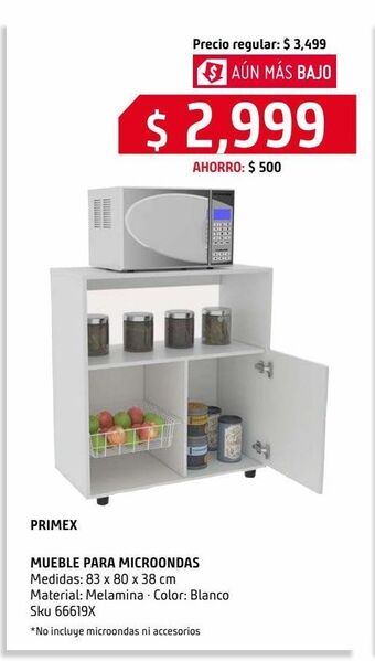 Mueble de microondas primex 38x80 cm