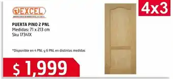 Sodimac Homecenter Puerta pino modelo 2 pnl 71 x 213 cm oferta