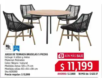 Sodimac Homecenter Juego comedor terraza bruselas 5 pz oferta