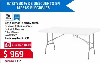 Sodimac Homecenter Mesa plegable tipo maleta 180 cm oferta