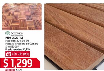 Sodimac Homecenter Piso deck tile madera de cumarú 30x30 oferta