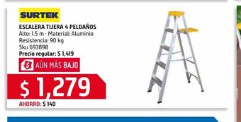 Sodimac Homecenter Escalera tijera aluminio 4 escalones oferta