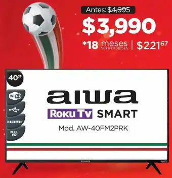 Chedraui Pantalla aiwa roku tv smart 40" oferta