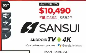 Chedraui Android tv 4k sansui 65" oferta